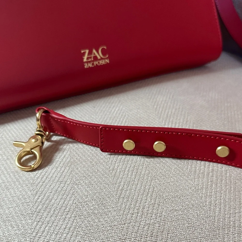 ZAC Zac Posen Vibrant Red Leather Satchel NWT